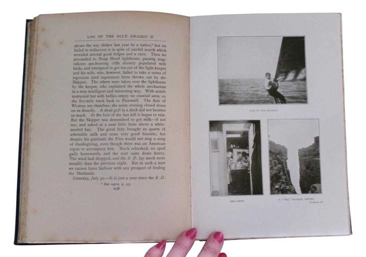 1911 Yachting Travelogue Log Of The Blue Dragon II, Orkney & Shetland, First Edition, Antique Travel photo vintage