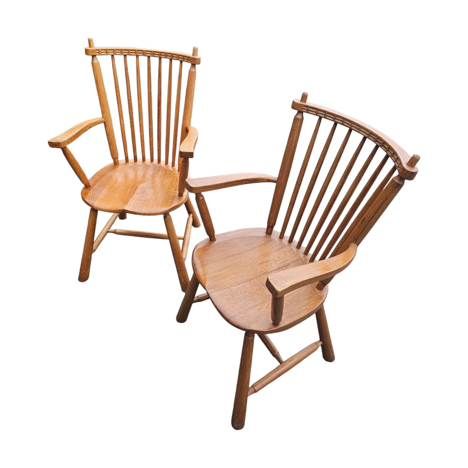 2 × Dutch Design Oak Arm Dining Chairs By De Ster Geldermalsen / Netherlands 1960s photo buy
