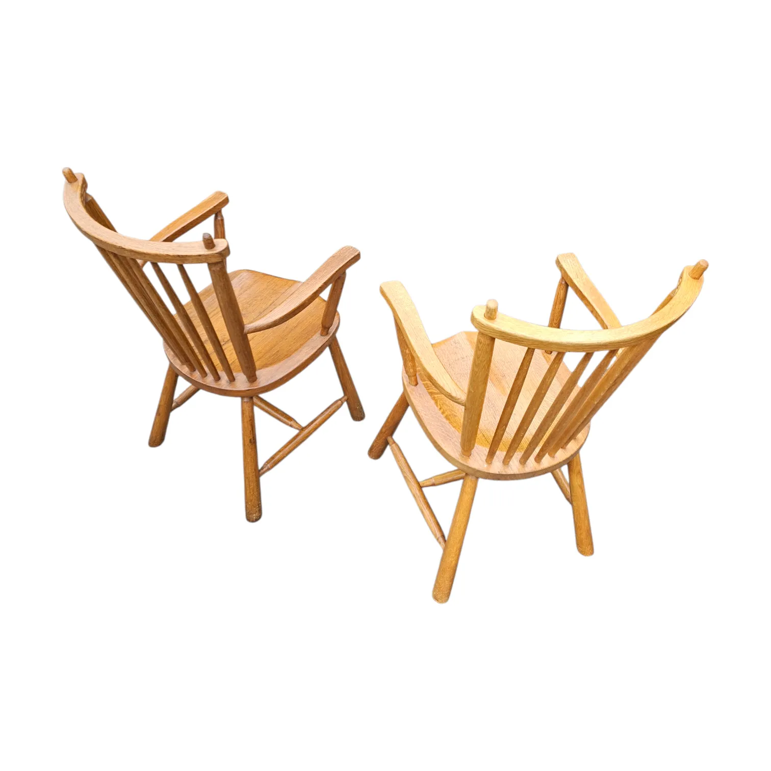 2 × Dutch Design Oak Arm Dining Chairs By De Ster Geldermalsen / Netherlands 1960s photo vintage