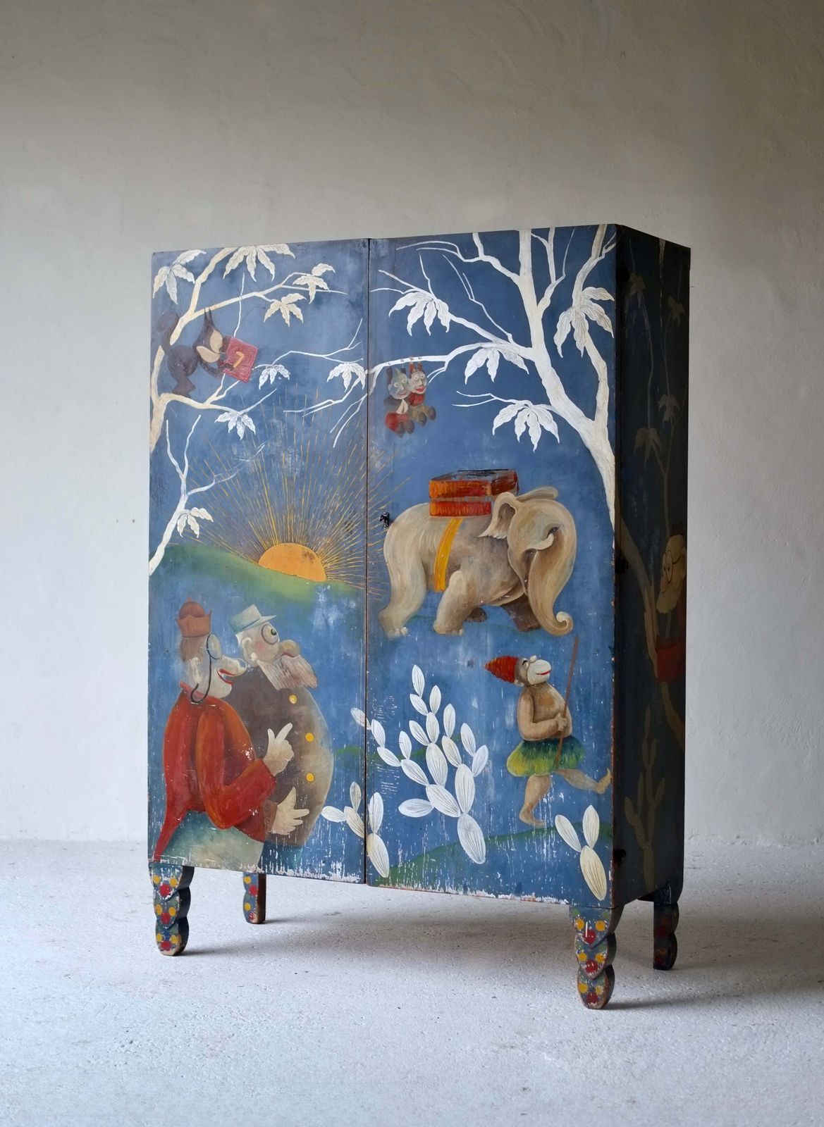1920’s Italian Cabinet With Painted Figures From Corriere Dei Piccoli photo for sale