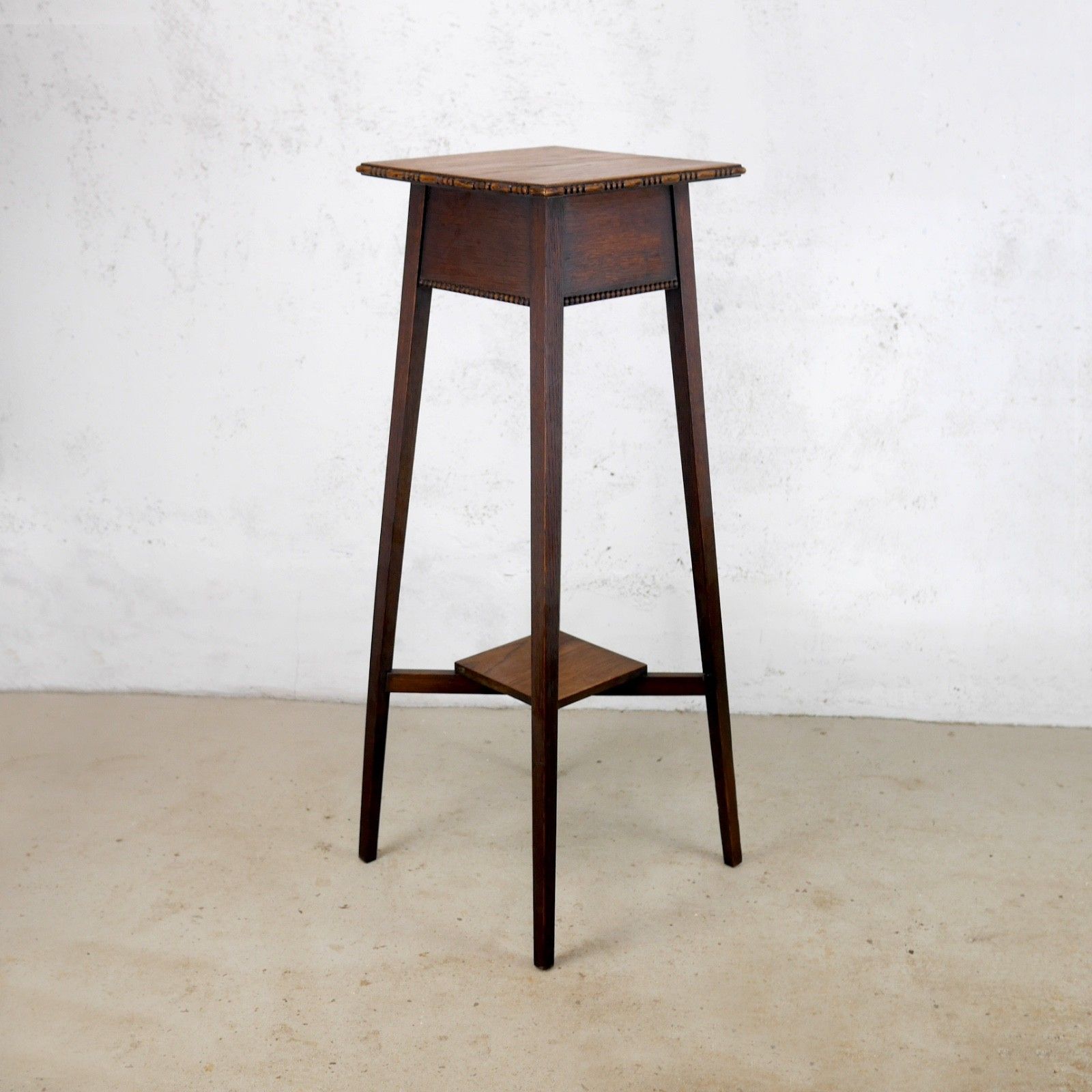 Tall Antique Arts & Crafts Oak Torchere Plant Stand Liberty Style #103113 photo for sale