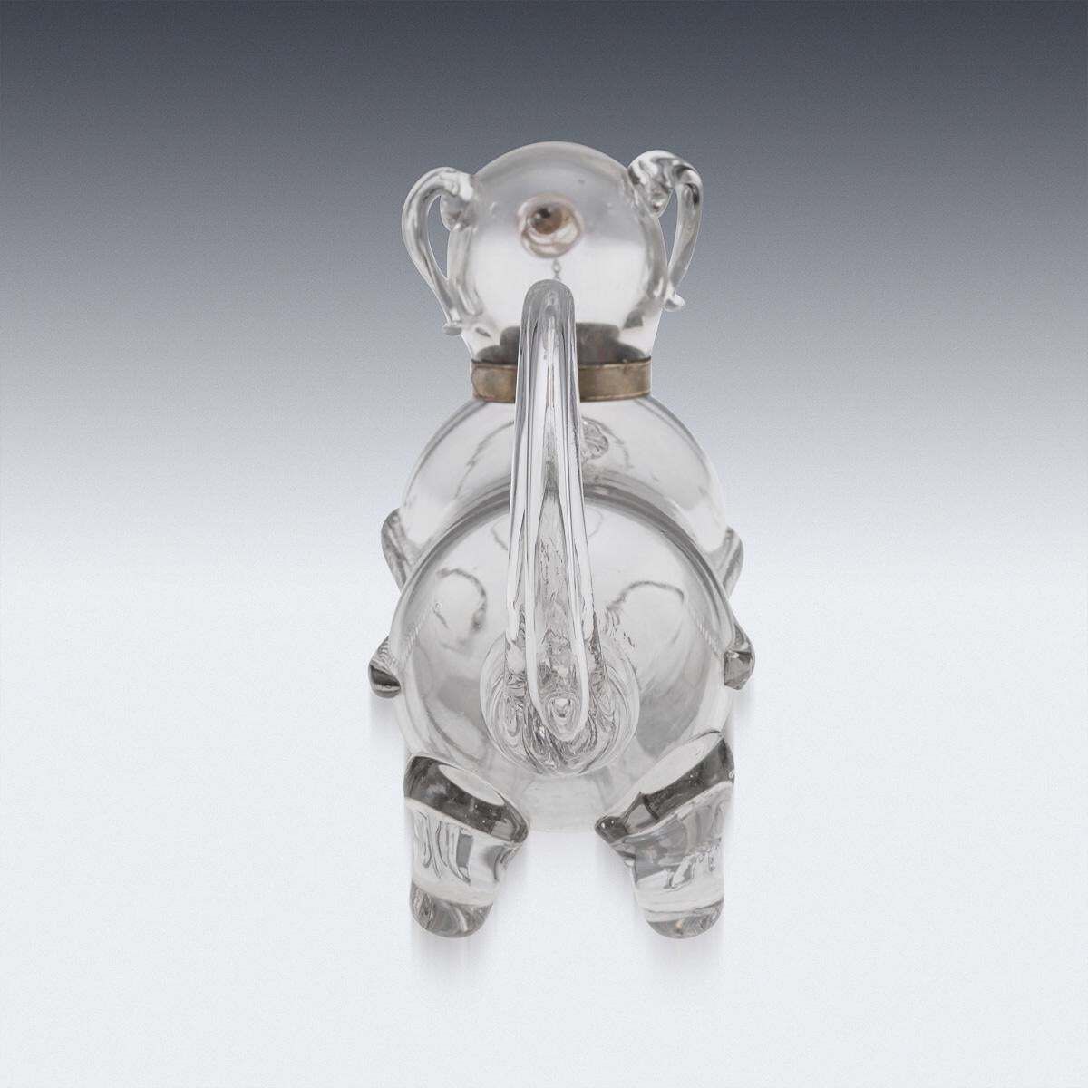 Antique Victorian Silver Plated Dog Claret Jug, Glass Body, C1890 photo Home Decor