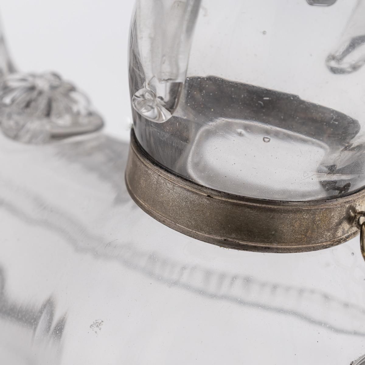 1095.0 Antique Victorian Silver Plated Dog Claret Jug, Glass Body, C1890 photo
