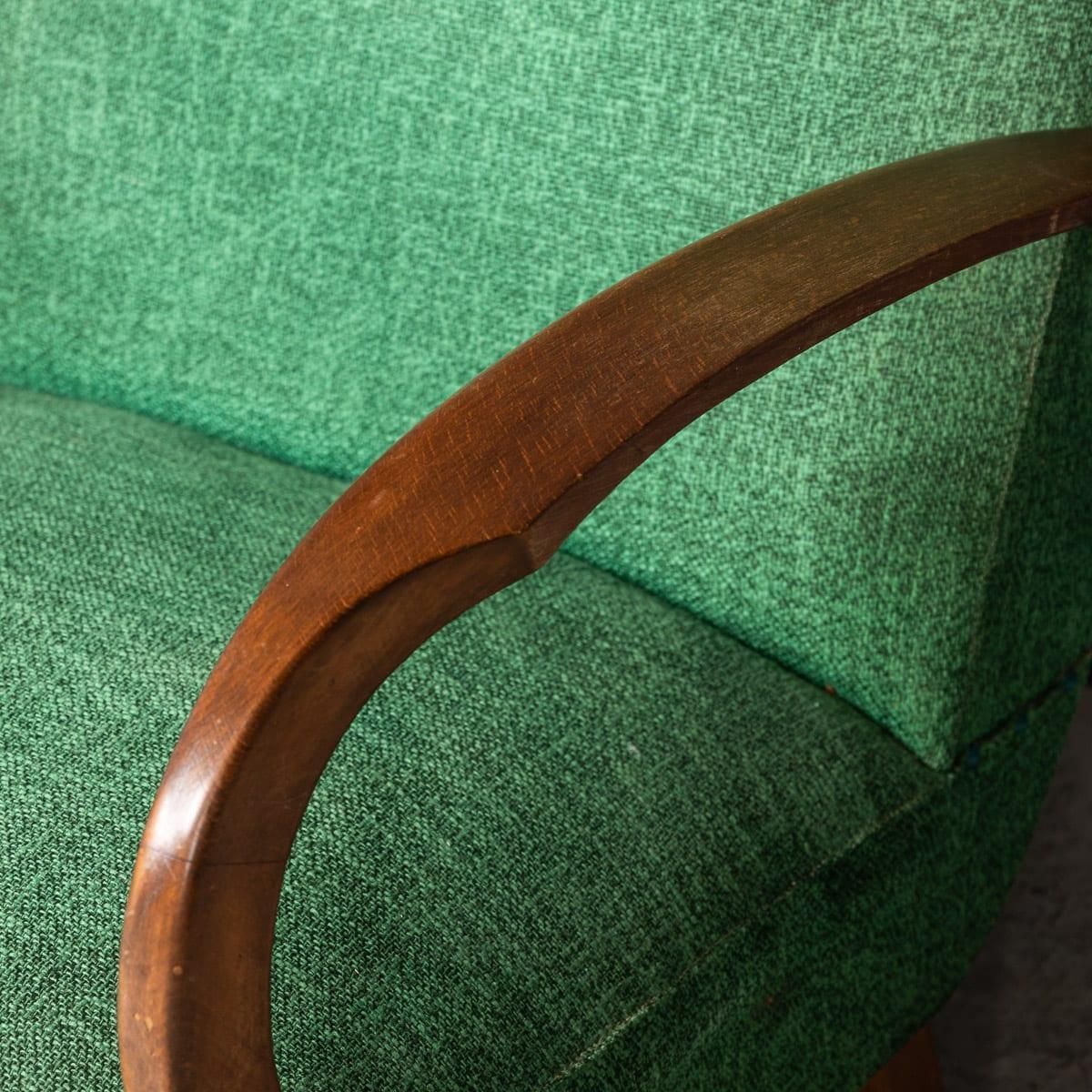 2140.0 Vintage 20th Century Pair Of Italian Green Fabric Lounge Chairs C.1960 photo