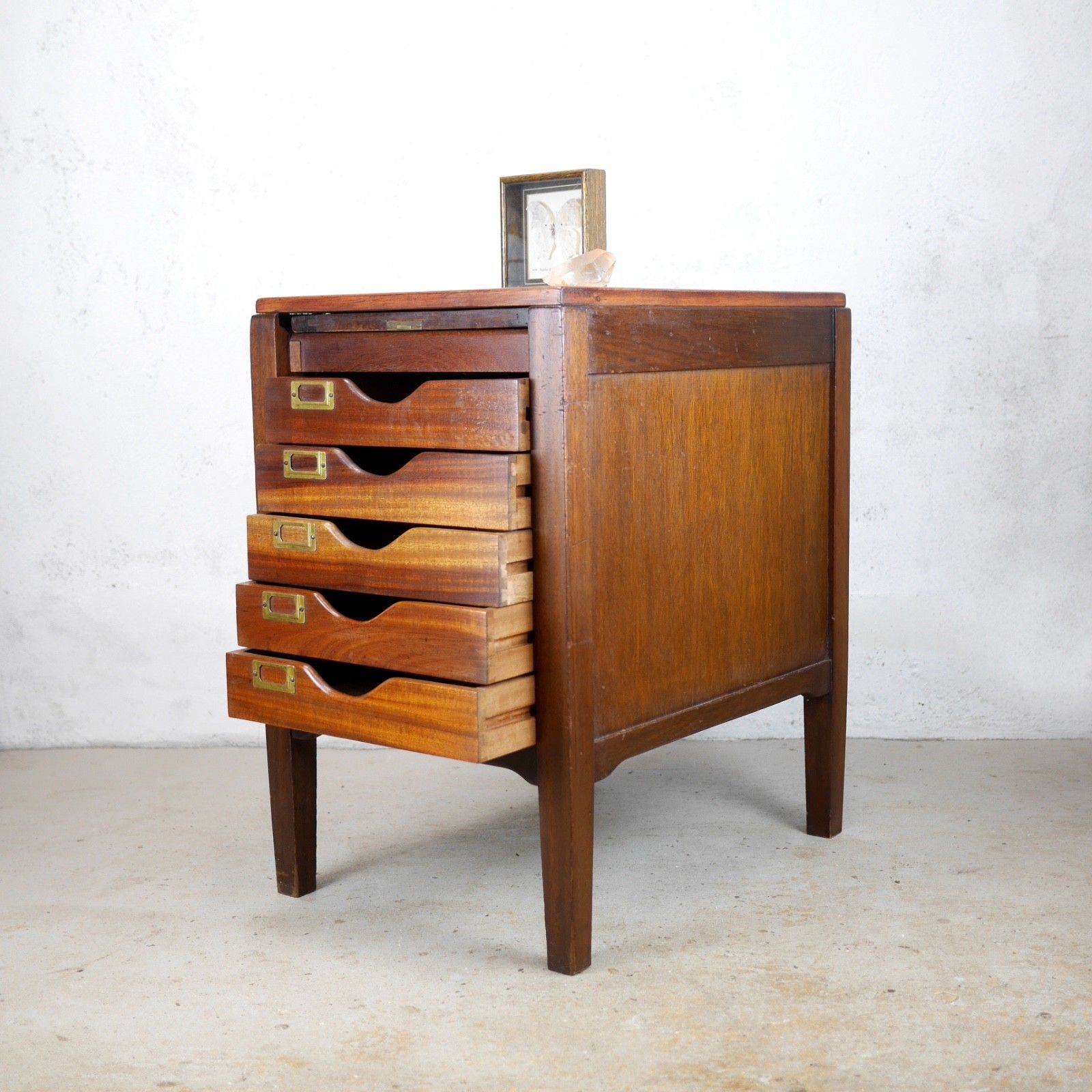 Vintage Filing Drawers Cabinet Iroko School Office 1930s #103094 photo vintage
