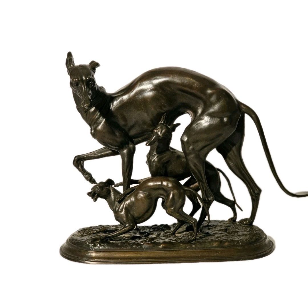 A Bronze Sculpture Of A Group Of Greyhound Dogs  By Antoine Louis Barye photo buy