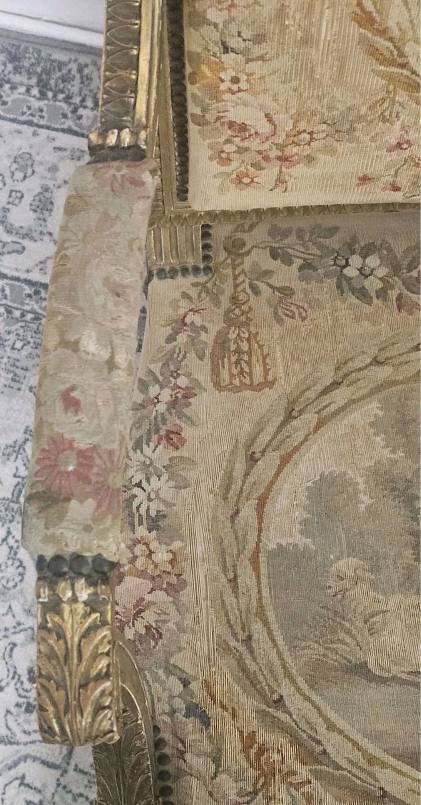 photo furniture A Pair Of 19thc Louis XVI Style French Fauteuils Tapestry Upholstery Chairs