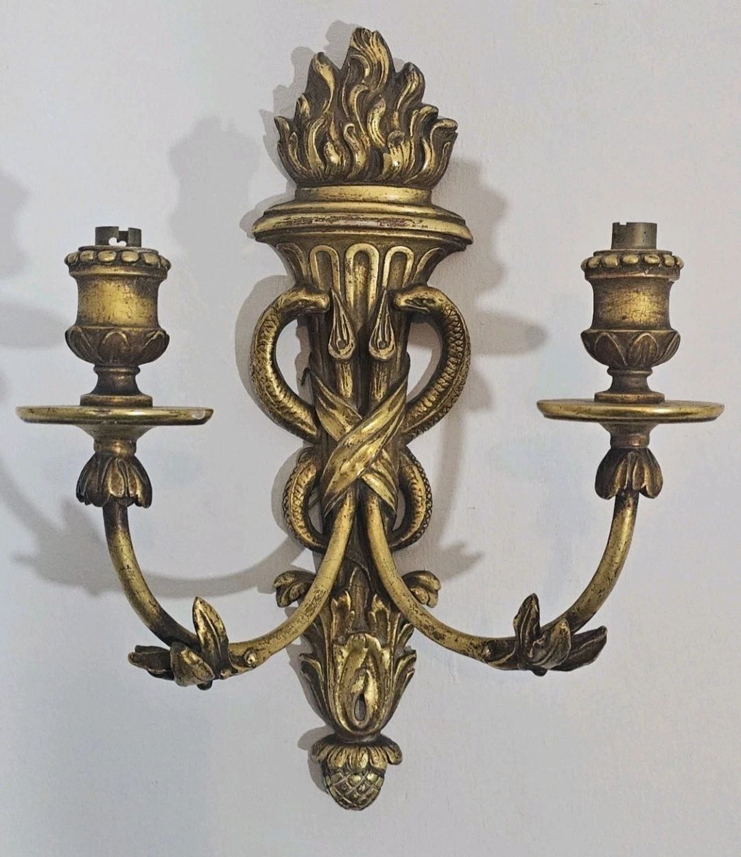 An Antique Pair Of Italian Carved Gilt Wood Wall Sconce, Entwined Snakes photo furniture