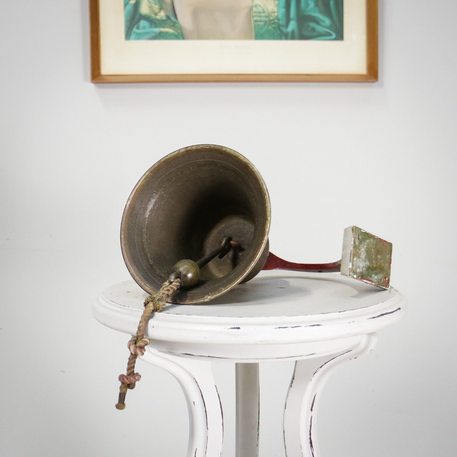 Brass Fire Bell With Brass Clapper And Brass Bracket photo vintage