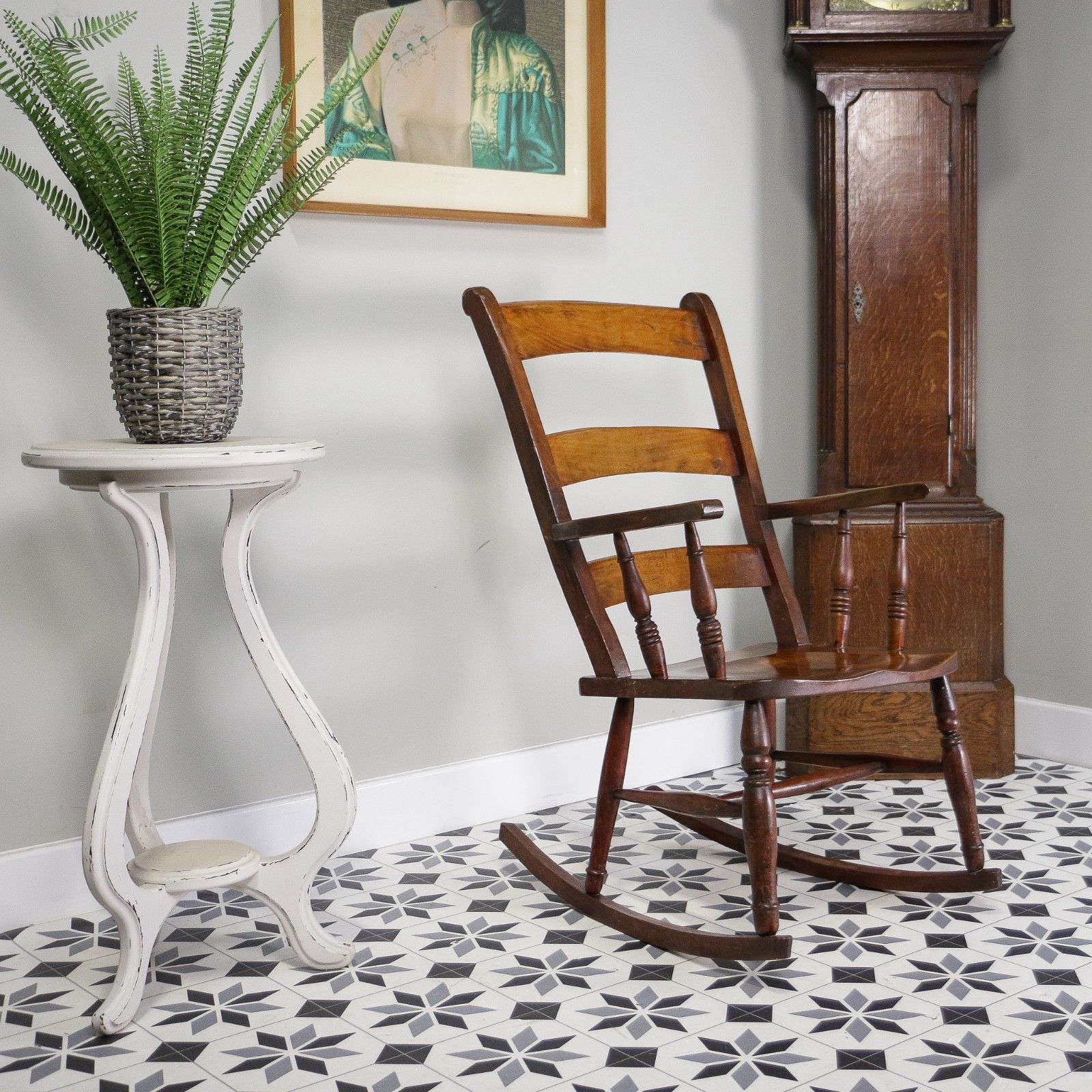 Victorian Ladder Back Or Oxford Bar Back Rocking Chair In Elm And Ash photo vinterior
