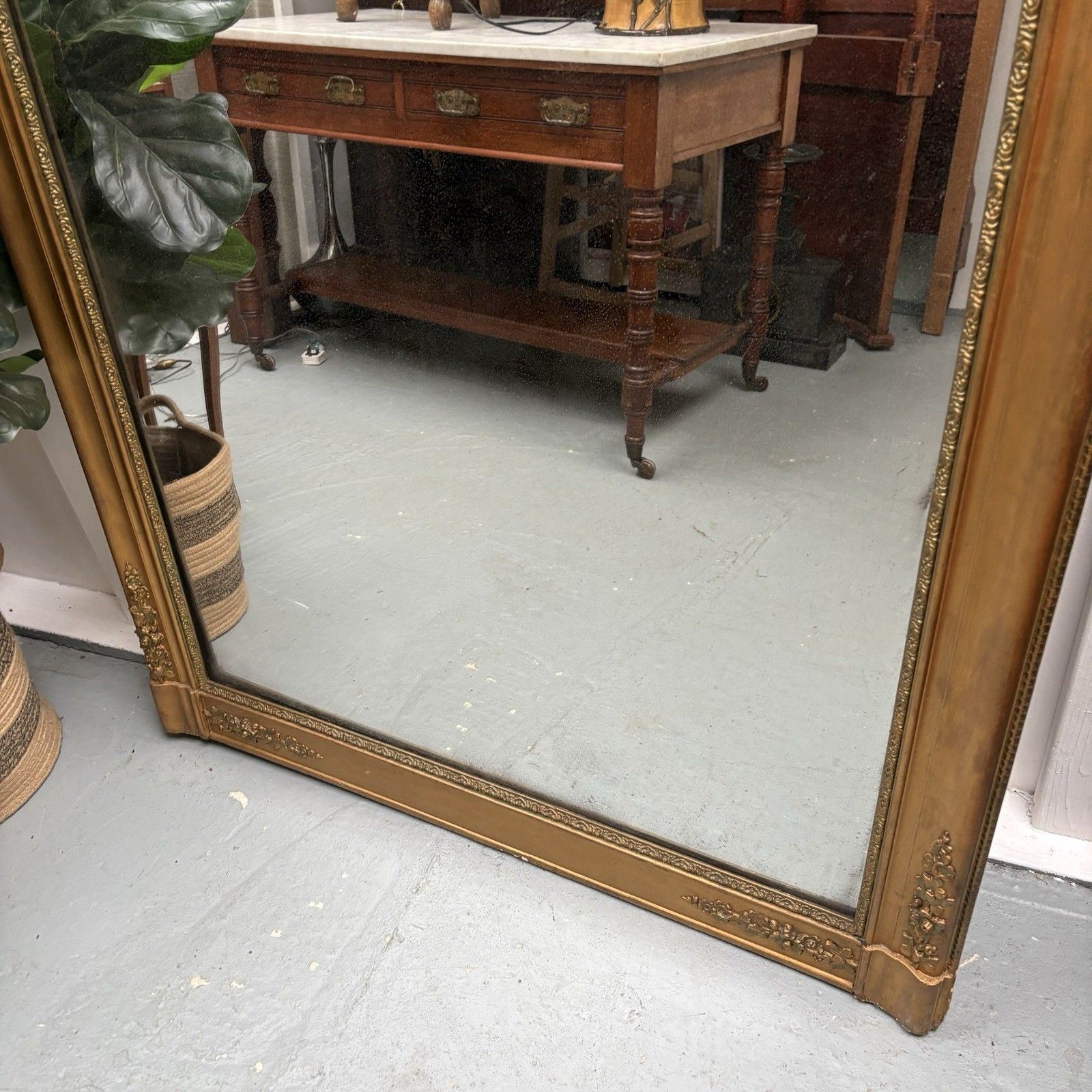 Antique French Empire Gilt Over Mantle Mirror C1830 148 X 100 Cm Light Foxing photo for sale