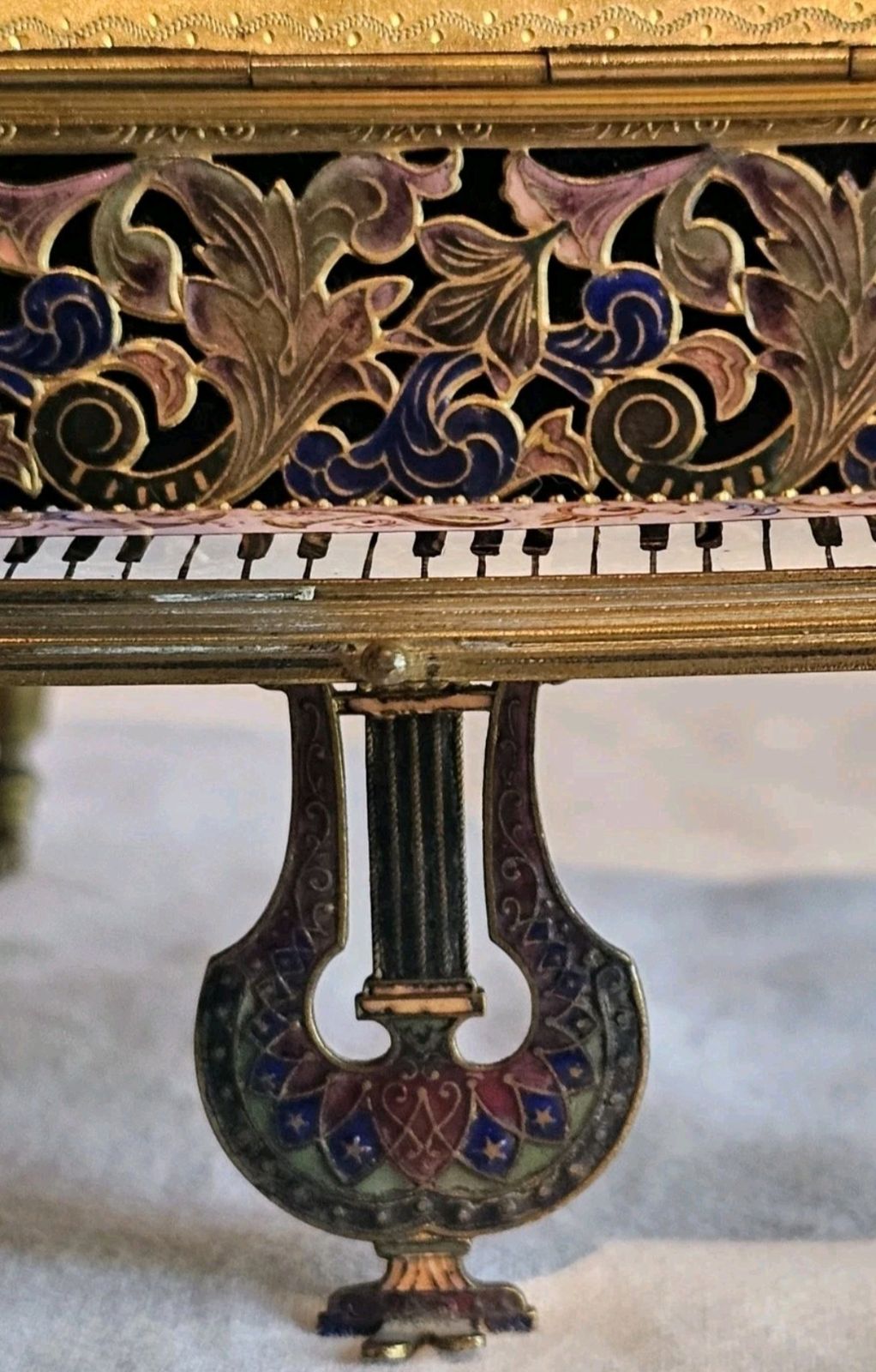 3500.0 A 19thc French Musical Ormolu & Enamel Jewellery Box Modelled As A Grand Piano photo