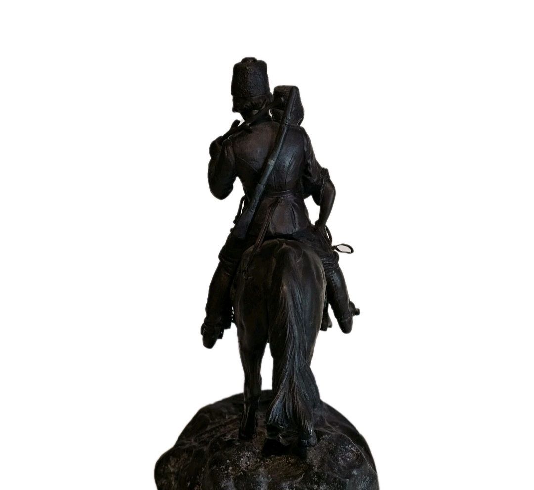 photo vinterior 19thc A.M Bonegor (Russian) Bronze Sculpture Of Two Cossacks On Horseback Signed
