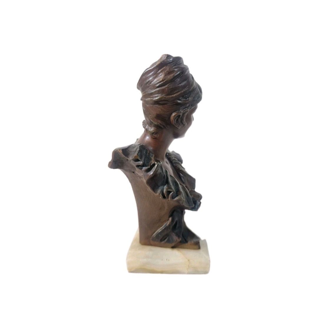 A Georges Van Der Straeten Art Nouveau Bronze Bust Of A Woman, Signed photo buy
