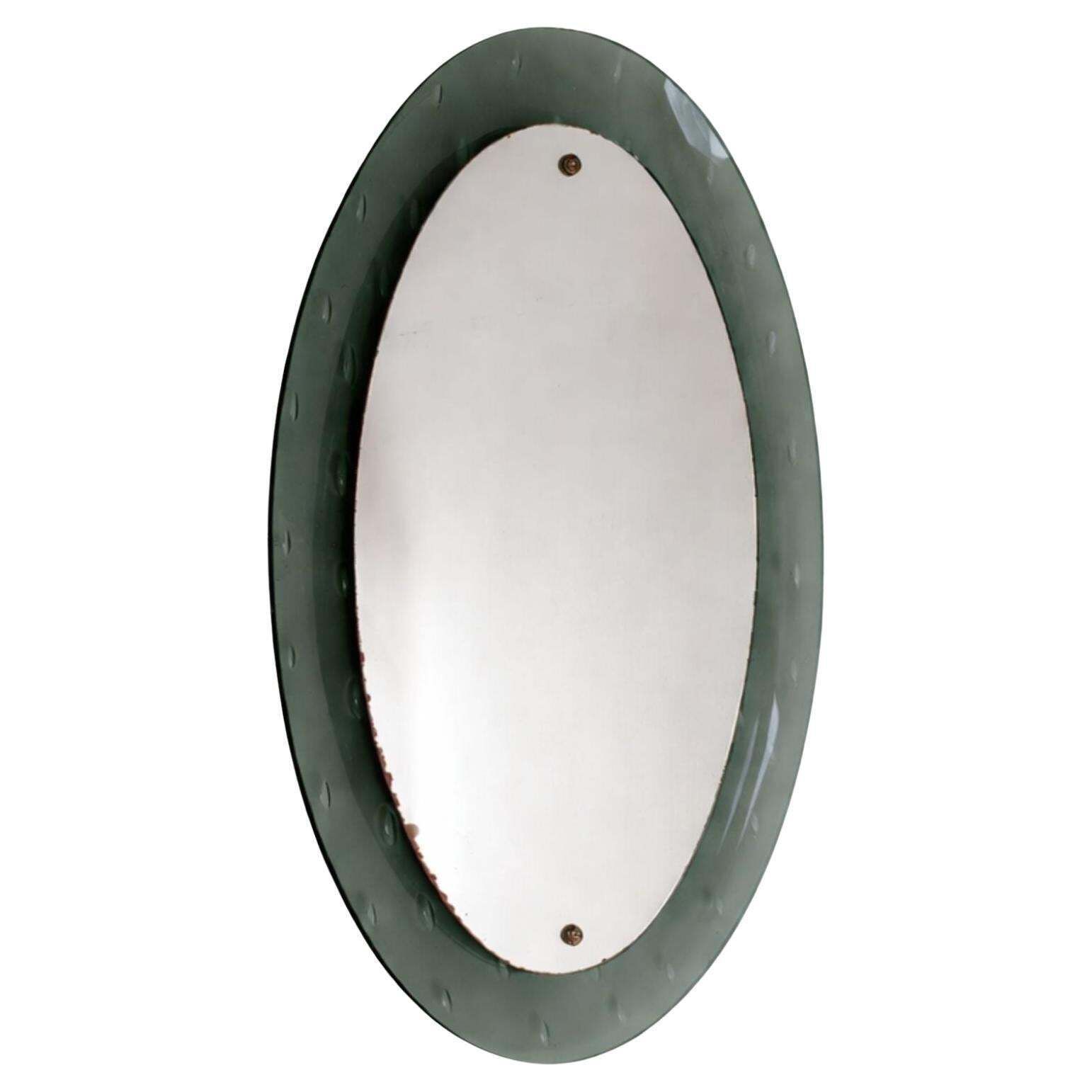 1960s Mid Century Italian Wall Mirror By Cristal Arte, Concave Frame