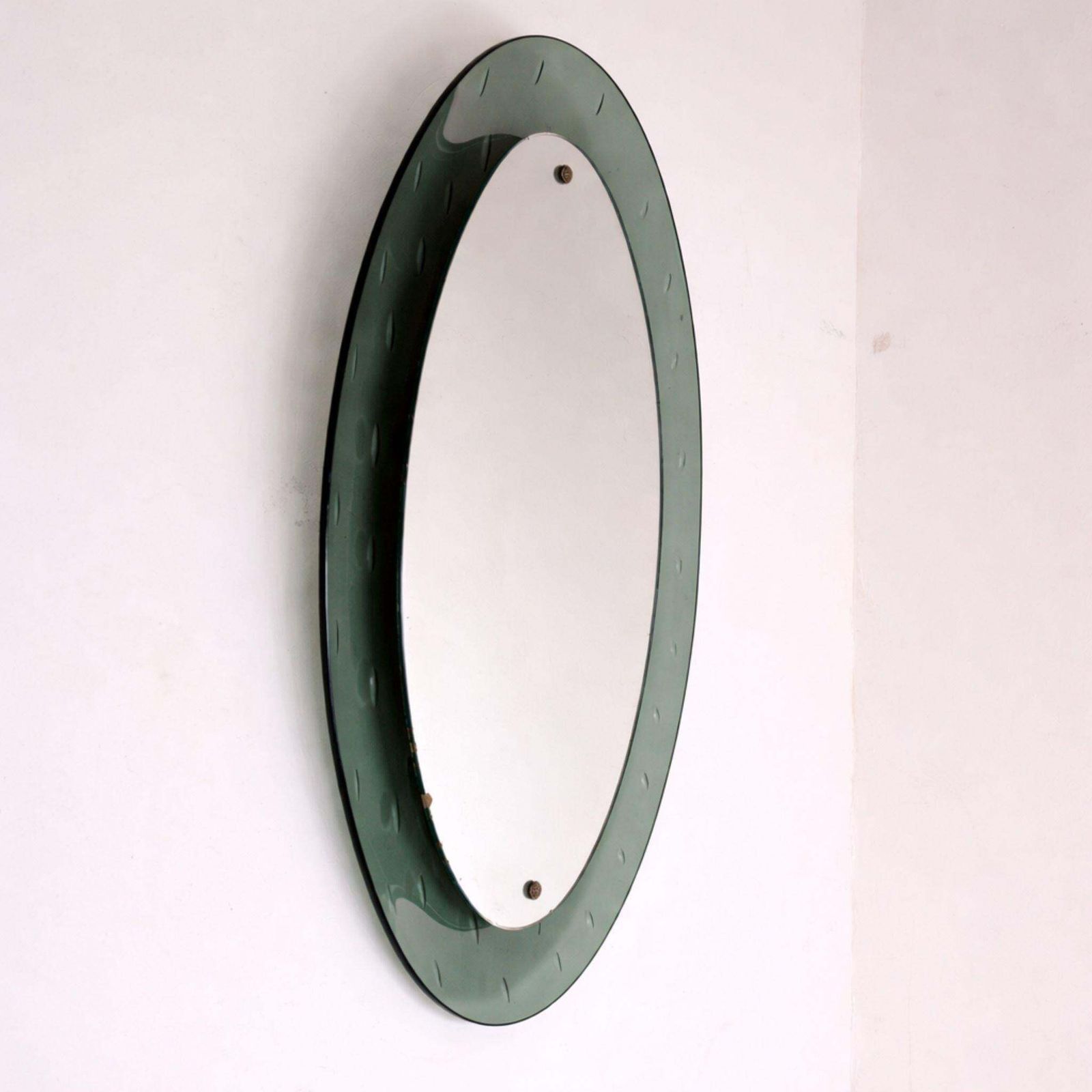 1960s Mid Century Italian Wall Mirror By Cristal Arte, Concave Frame photo for sale