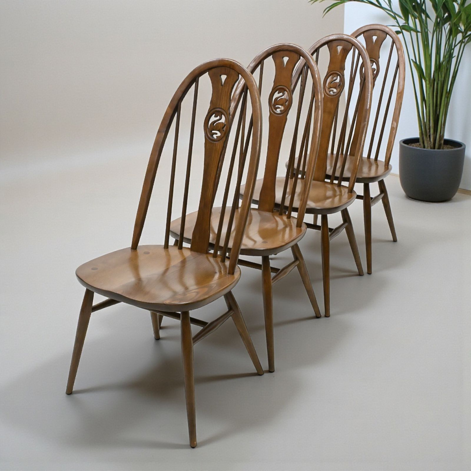 4 Ercol Windsor Swan Bow Back Dining Chairs Golden Dawn Exc Free Uk Delivery*
