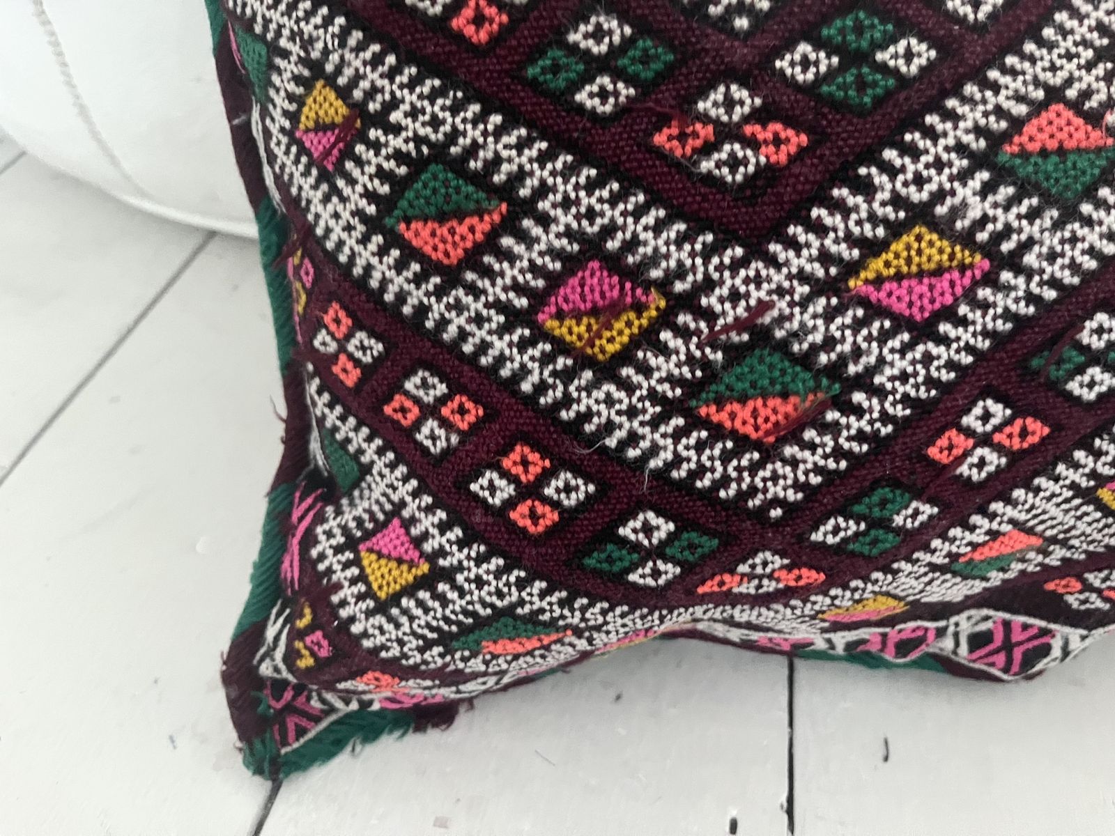 Vintage Moroccan Berber Pillow 39 Cm X 49 Cm Hand Woven  Cushion Cover Kilim photo furniture