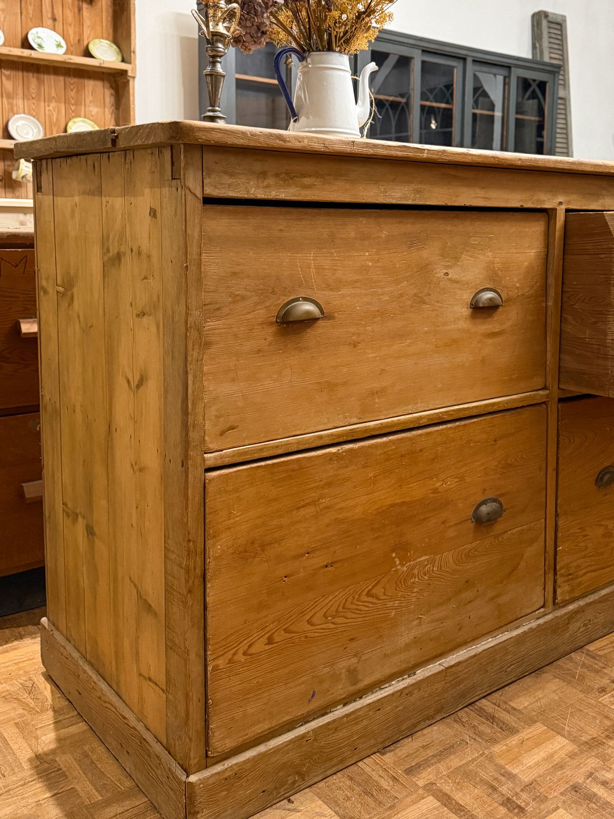 photo for sale Large Victorian Pine Bank Of Drawers / Haberdashery