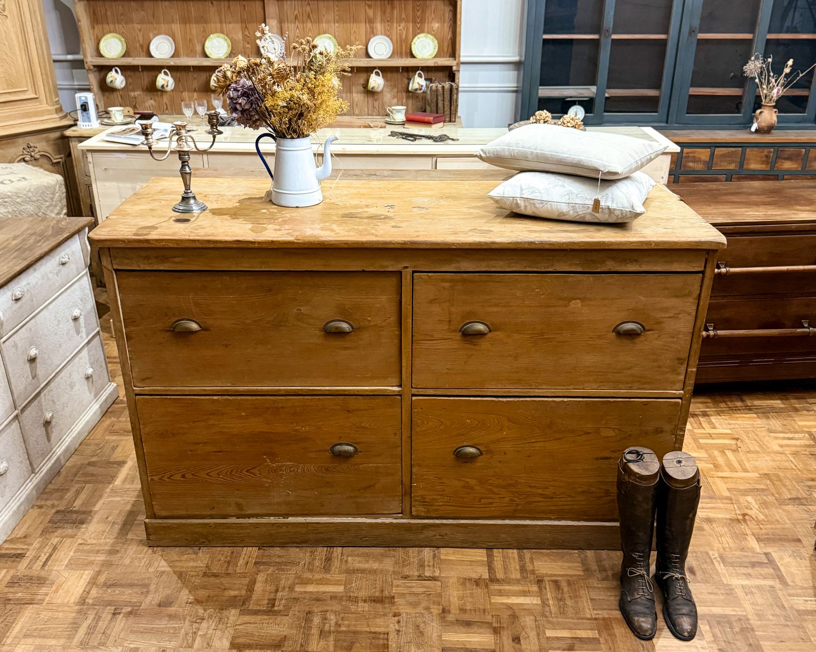 3300.0 Large Victorian Pine Bank Of Drawers / Haberdashery photo