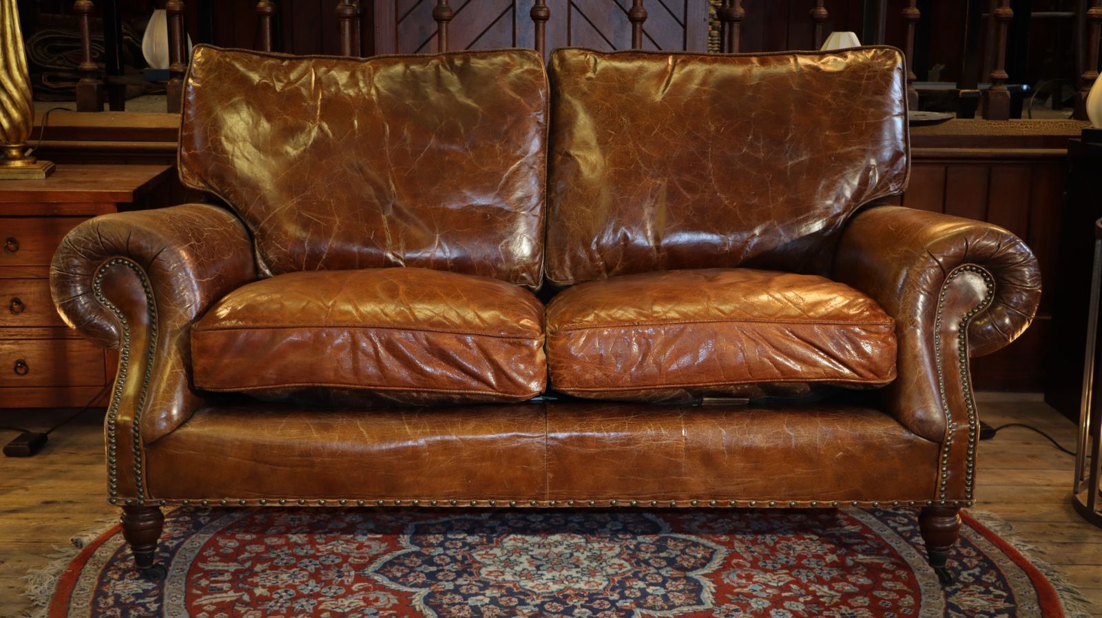 Stunning Timothy Oulton Balmoral Sofa With Leather Armchair Set Antique Whisky photo furniture