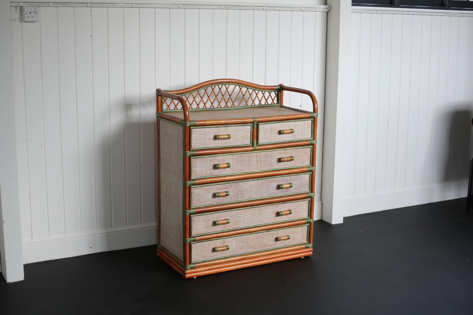 Dal Vera Chest Of Drawers Bamboo And Rattan 1970s photo for sale