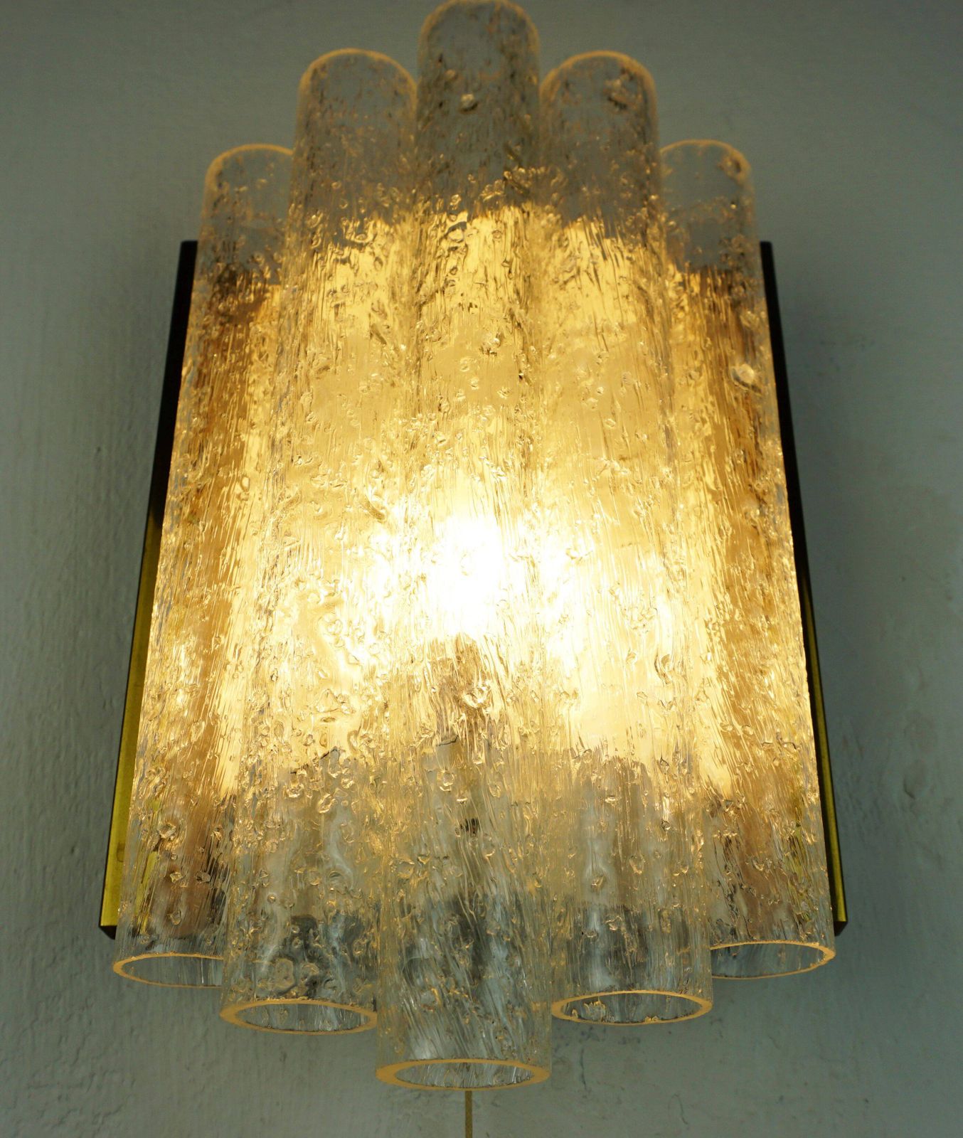 Doria Wall Sconce With 5 Glass Tubes, Frosted Glass Lamp From The 1960s, 2 Available photo vintage