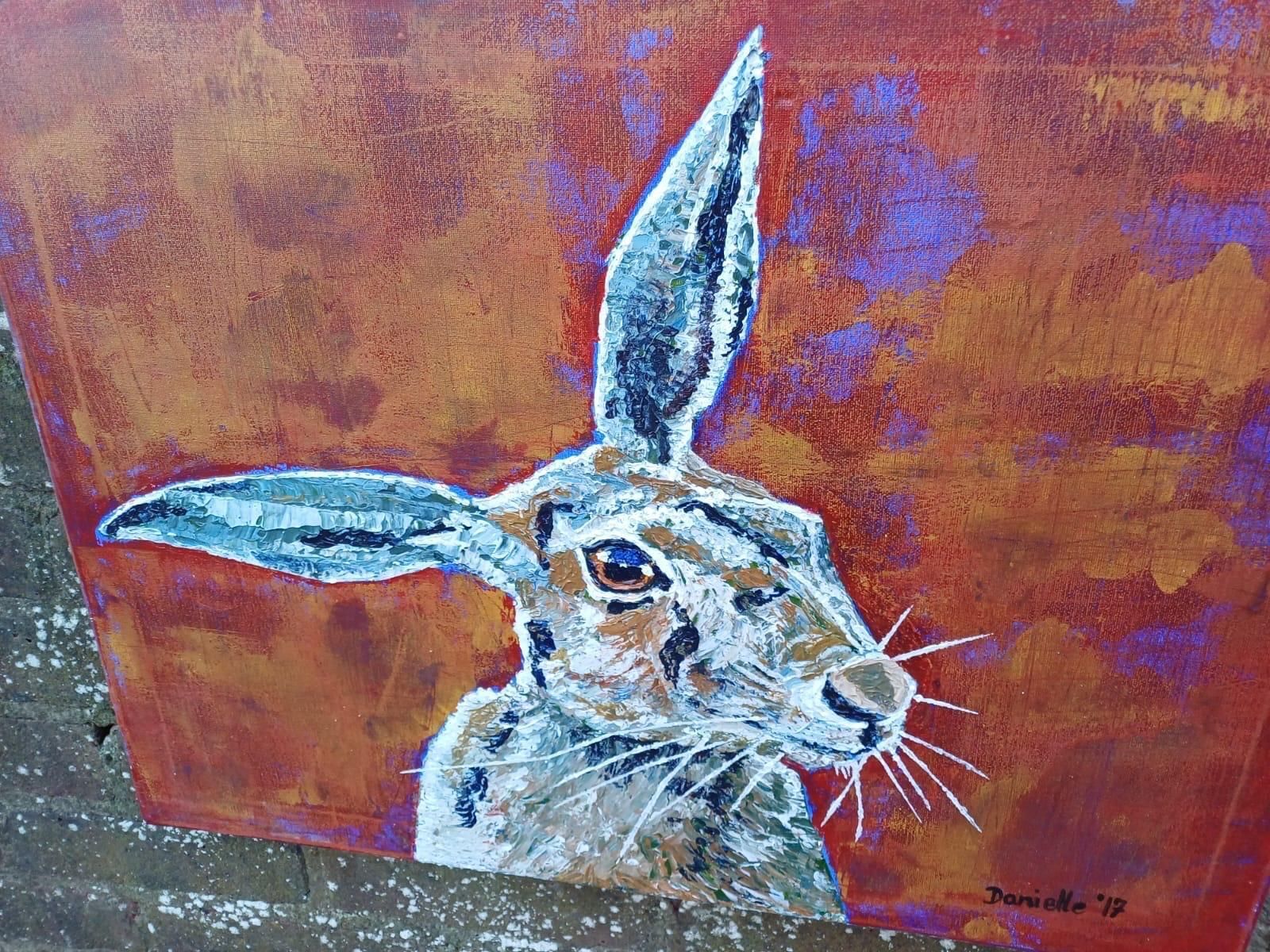 Original Hare Painting Acrylic On Canvas Contemporary Animal Art Signed (60cm X 45cm) photo furniture