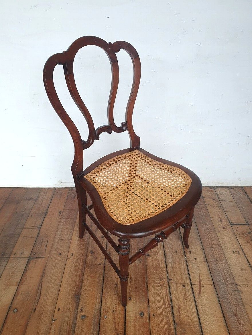 Pair Of Walnut And Cane Victorian Side Chairs photo Furniture