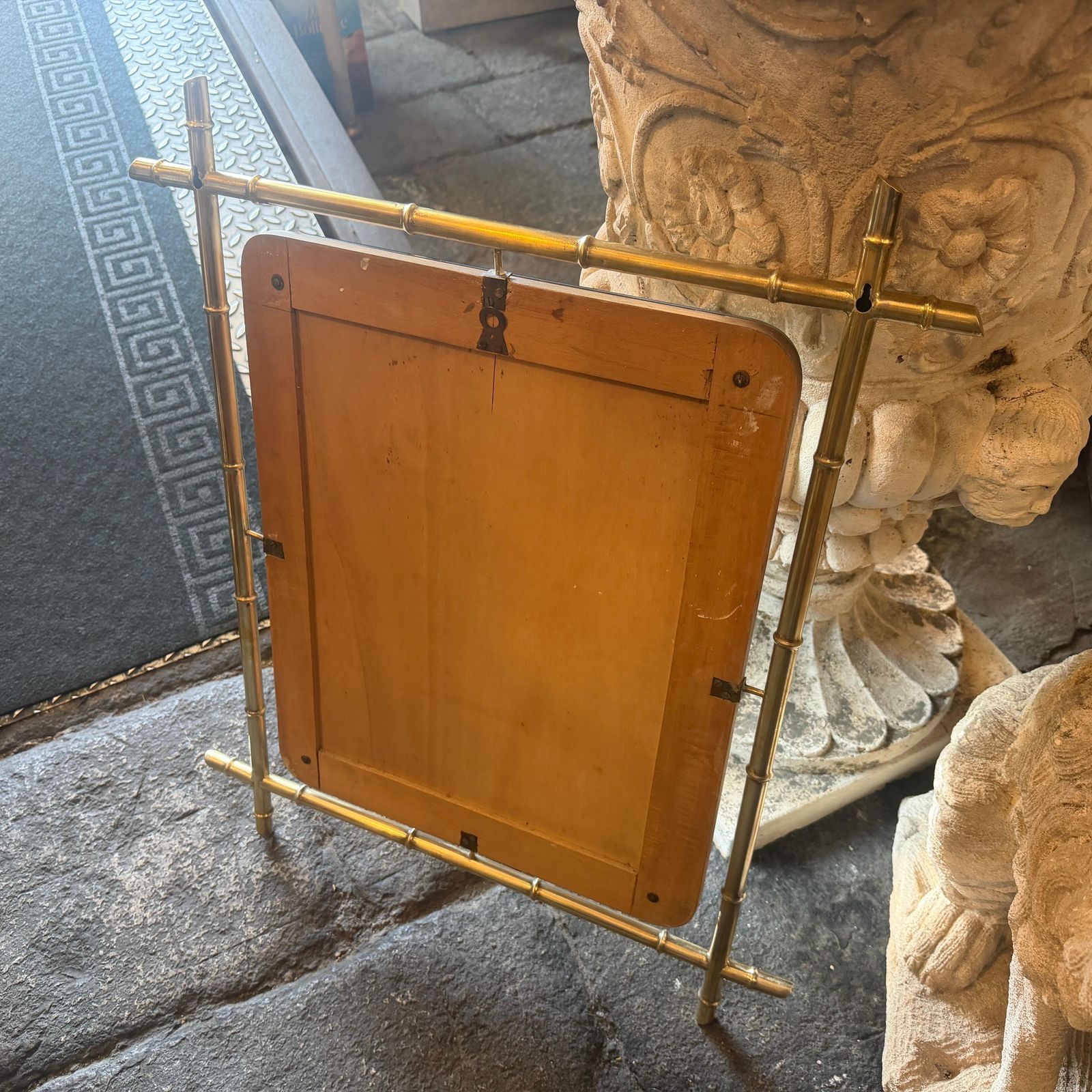 1960s Mid Century Modern Bamboo Shaped Brass Italian Wall Mirror photo 1774.0