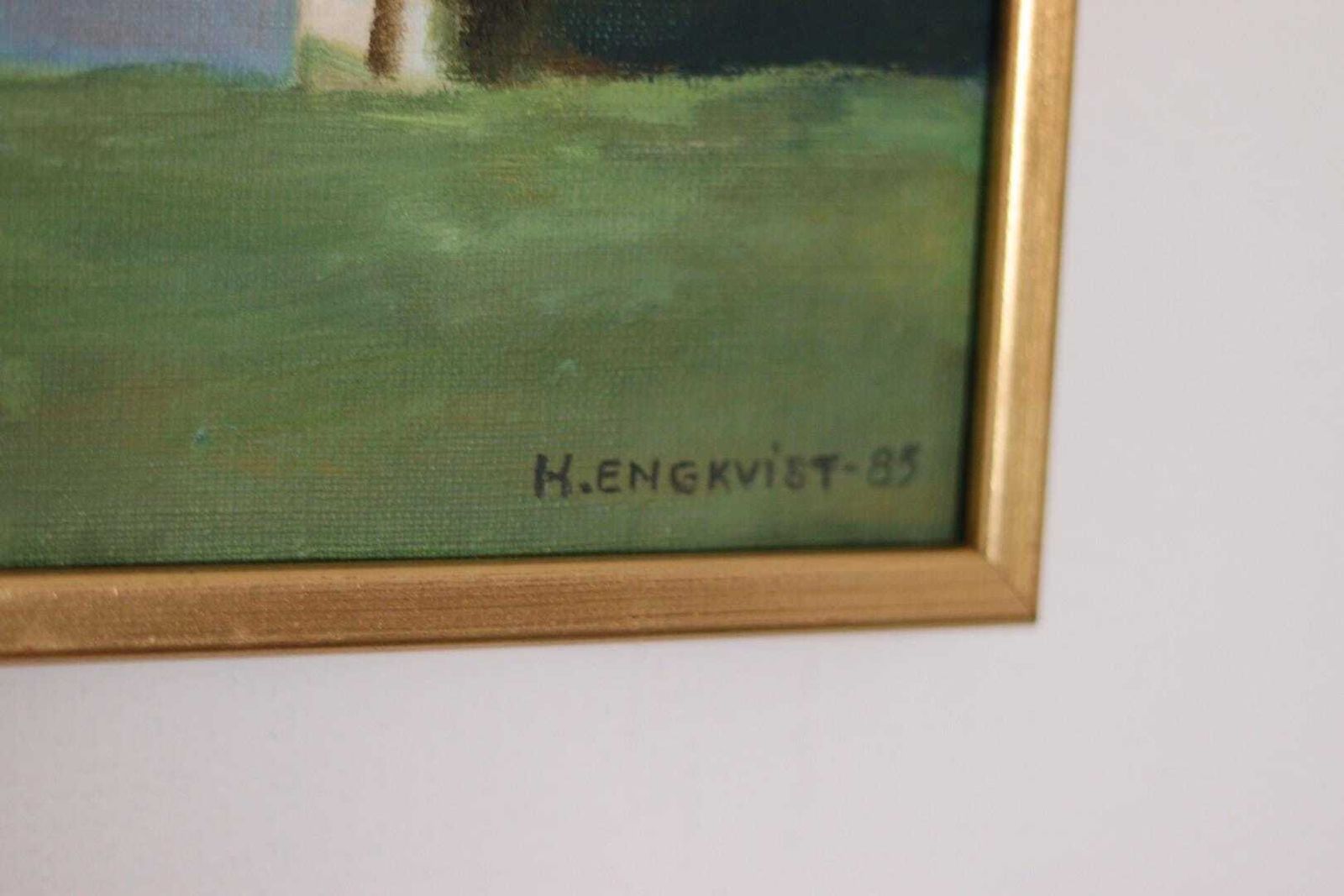 Original Swedish Oil On Canvas – “Landscape With Farm” By H. Engkvist – Dated 1983 – Vintage & Framed – 41 × 50 Cm (16.1" × 19.7") photo Art