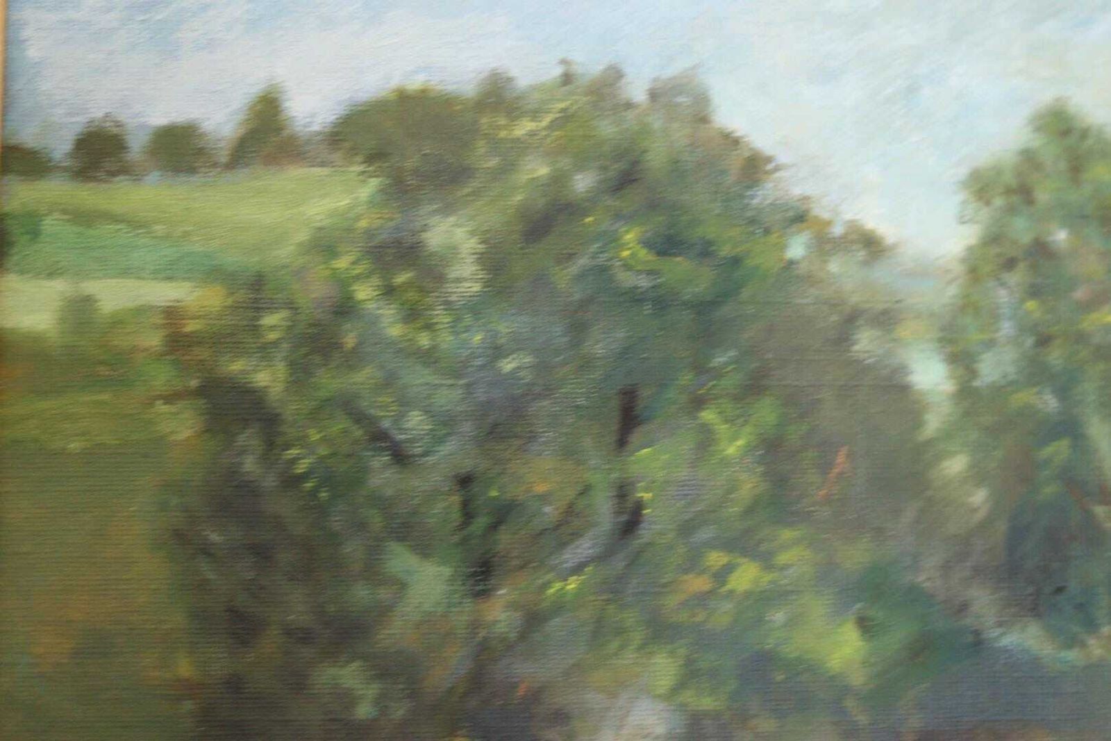 photo for sale Original Swedish Oil On Canvas – “Landscape With Farm” By H. Engkvist – Dated 1983 – Vintage & Framed – 41 × 50 Cm (16.1" × 19.7")