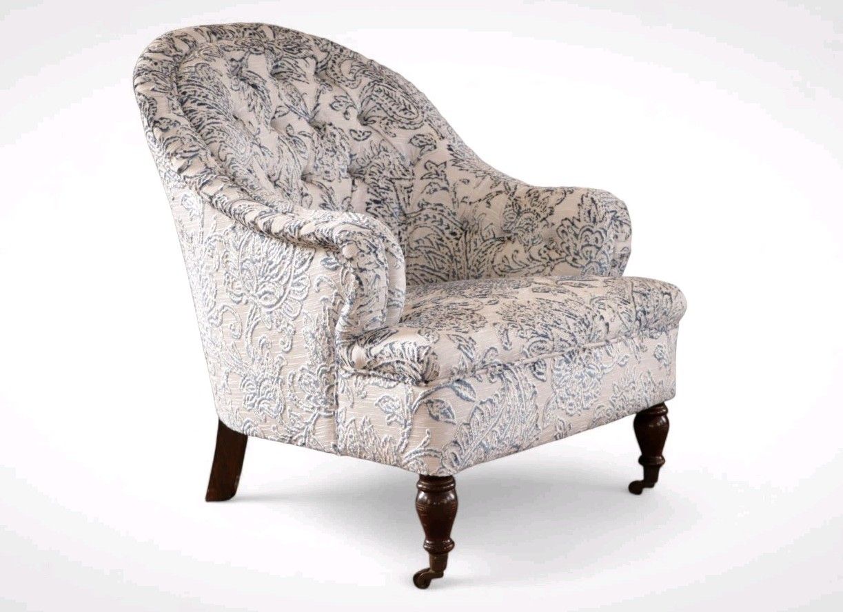 George Smith Markham Armchair White Blue Linen Chenille Jp Baker Paisley Del 🚚