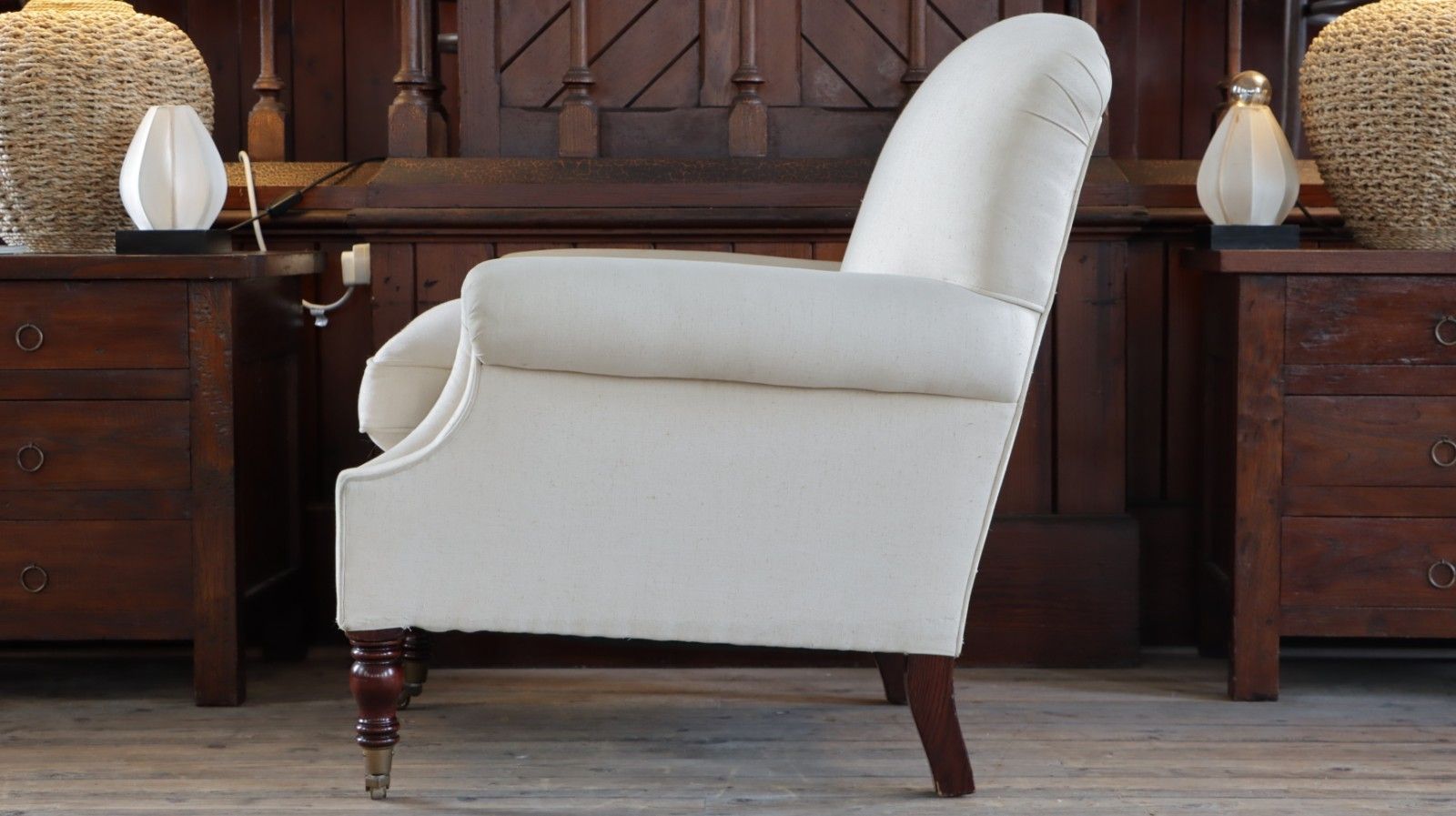 Stunning George Smith Dahl Chair Armchair With Seat Cushion Sand Linen Del 🚚 photo vintage