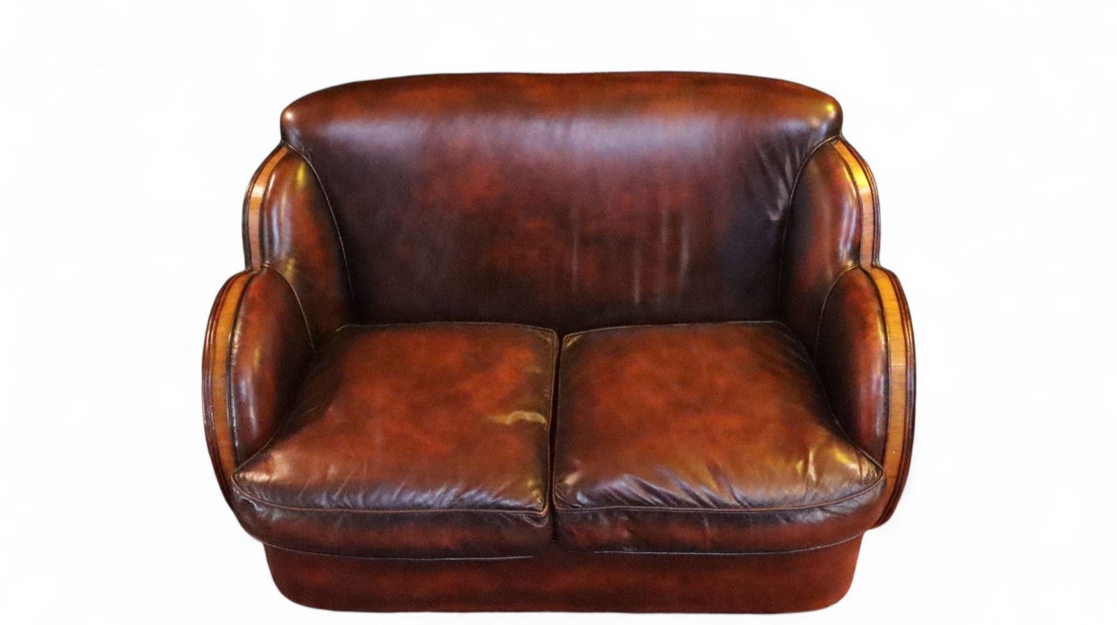 Superb Harry And Lou Epstein Cloud Leather 2 Seater Club Sofa Mahogany Tan Del🚚 photo furniture