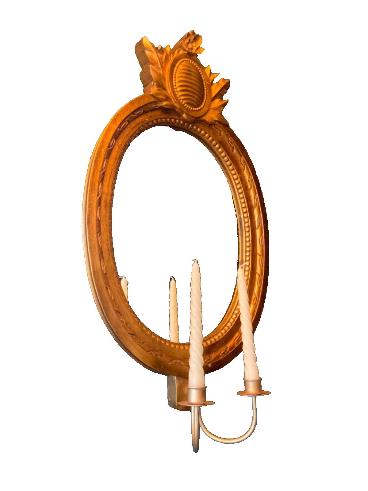 Vintage Wall Mirror In Gold Frame With 2 Candle Sticks Swedish Gustavian Style photo furniture