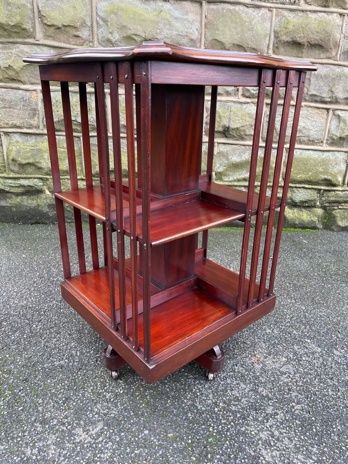 Antique Inlaid Mahogany Revolving Library Bookcase photo vinterior