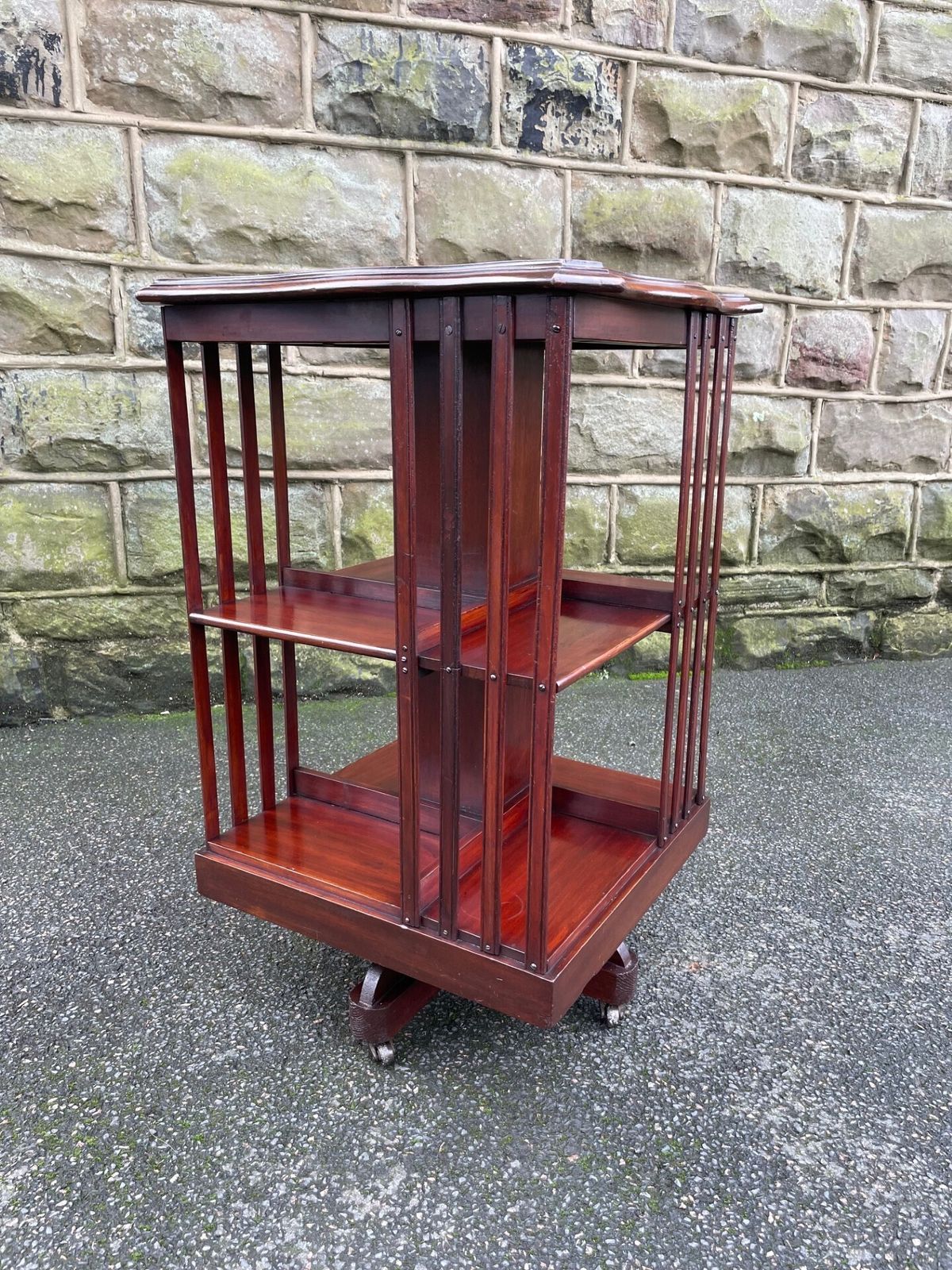 Furniture Antique Inlaid Mahogany Revolving Library Bookcase photo