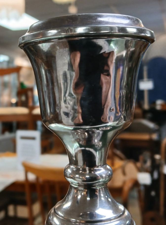 A Pair Of Large Silver Candlesticks By A T Cannon Ltd 1971 Stand 31 Cm photo vinterior