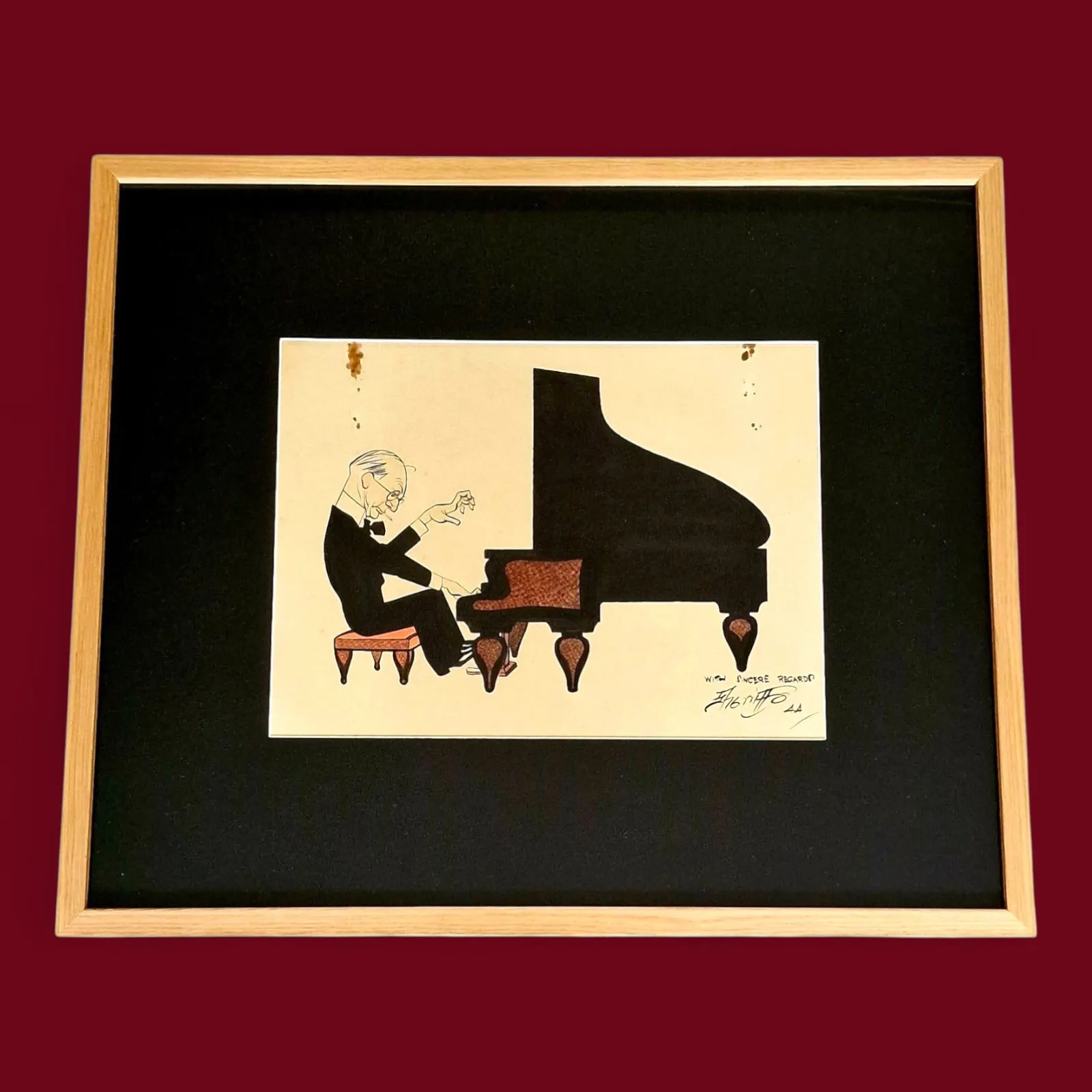 Robert Sherriffs, Original Watercolour Of Legendary Cricket Commentator, Sir Neville Cardus Playing The Piano,1944 photo buy