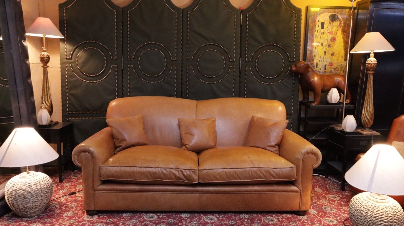Stunning Bespoke Leather 3 Seater Club Sofa Tan Brown Rrp£6000 Delivery 🚚🚚 photo for sale