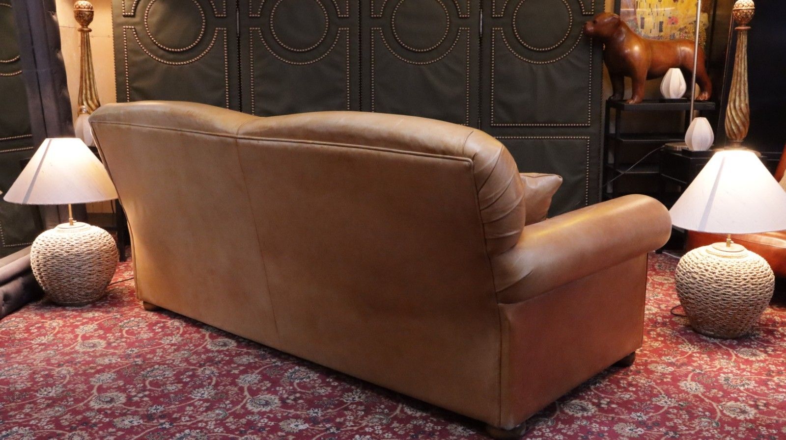 Stunning Bespoke Leather 3 Seater Club Sofa Tan Brown Rrp£6000 Delivery 🚚🚚 photo vintage