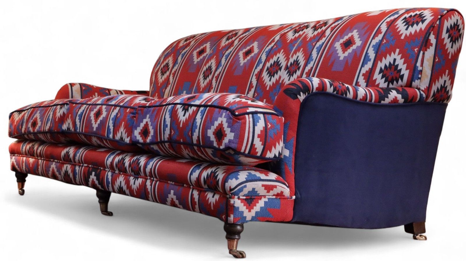 Super George Smith Style Signature Sofa 3 Seater Kilim Velvet Fabric Blue Red 🚚 photo for sale