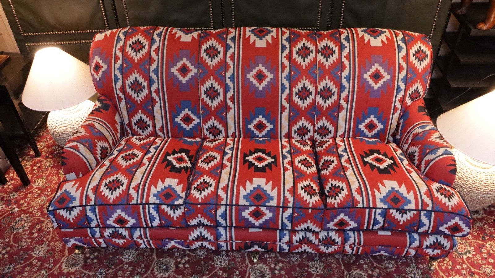 Super George Smith Style Signature Sofa 3 Seater Kilim Velvet Fabric Blue Red 🚚 photo Furniture