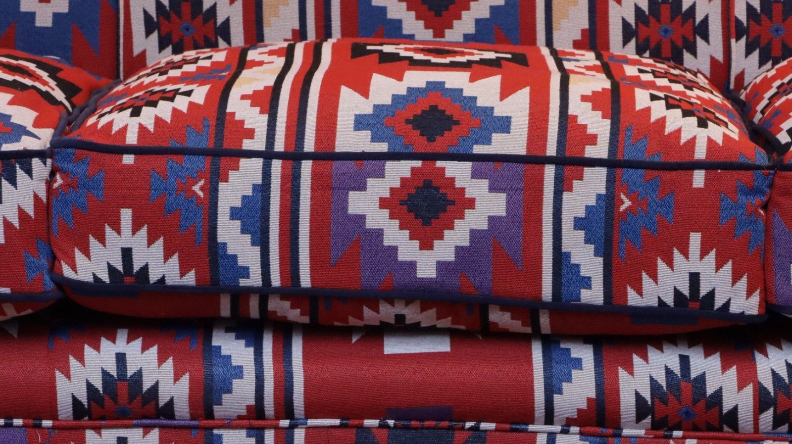 Super George Smith Style Signature Sofa 3 Seater Kilim Velvet Fabric Blue Red 🚚 photo vinterior