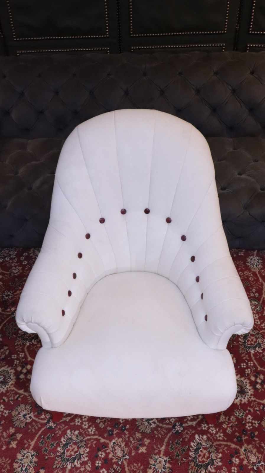 photo furniture John Sankey Baudelaire Classic Slipper Accent Armchair Linen White Rrp£3500 🚚🚚