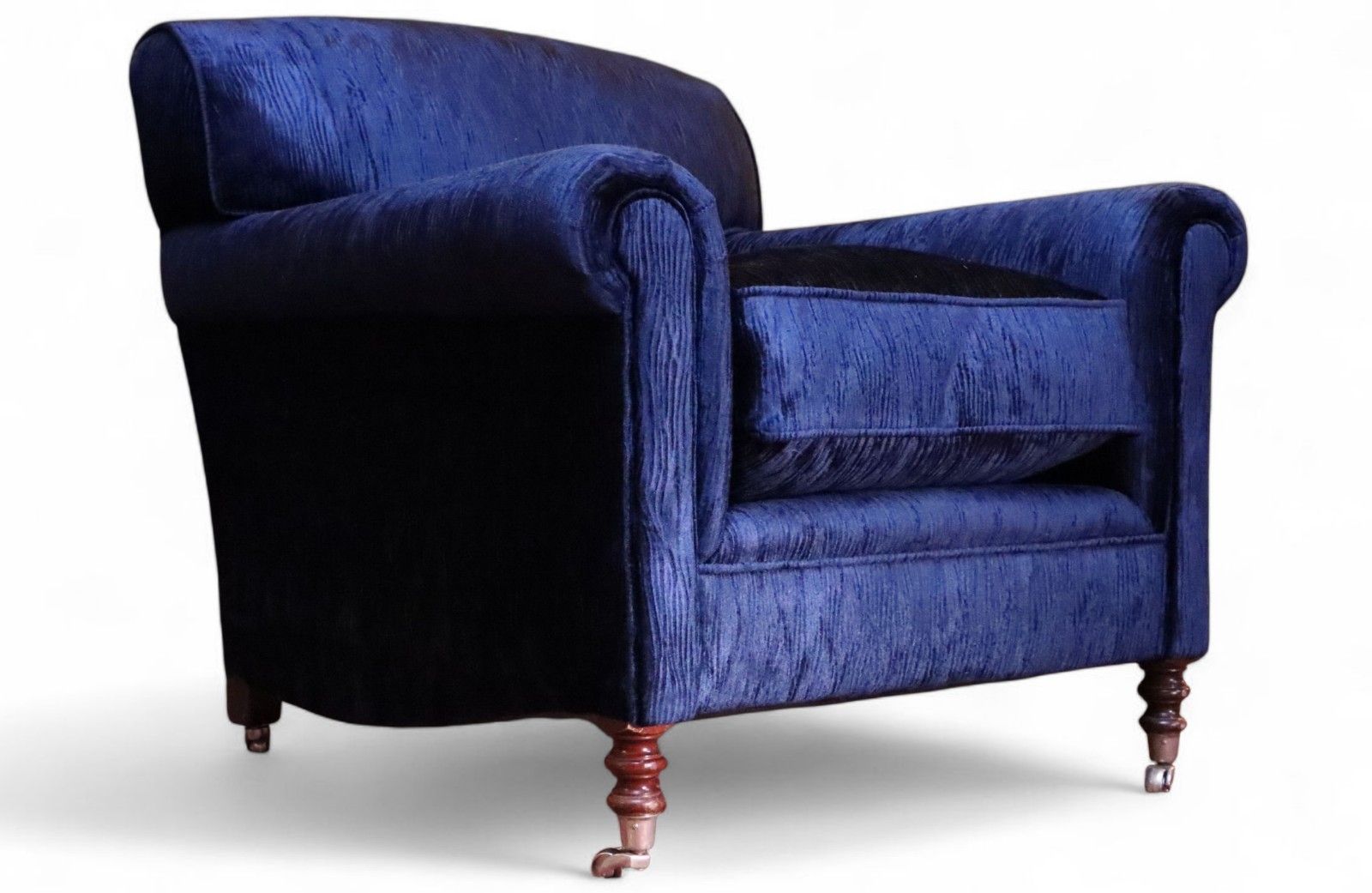 George Smith Full Scroll Arm Signature Armchair Navy Blue Villandry Velvet Del🚚 photo furniture