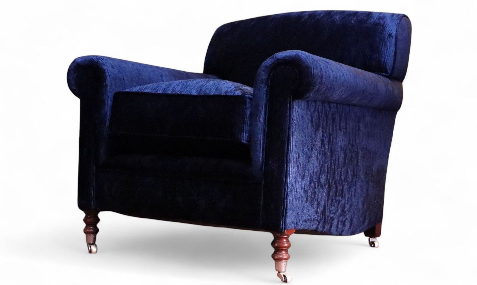 George Smith Full Scroll Arm Signature Armchair Navy Blue Villandry Velvet Del🚚 photo for sale