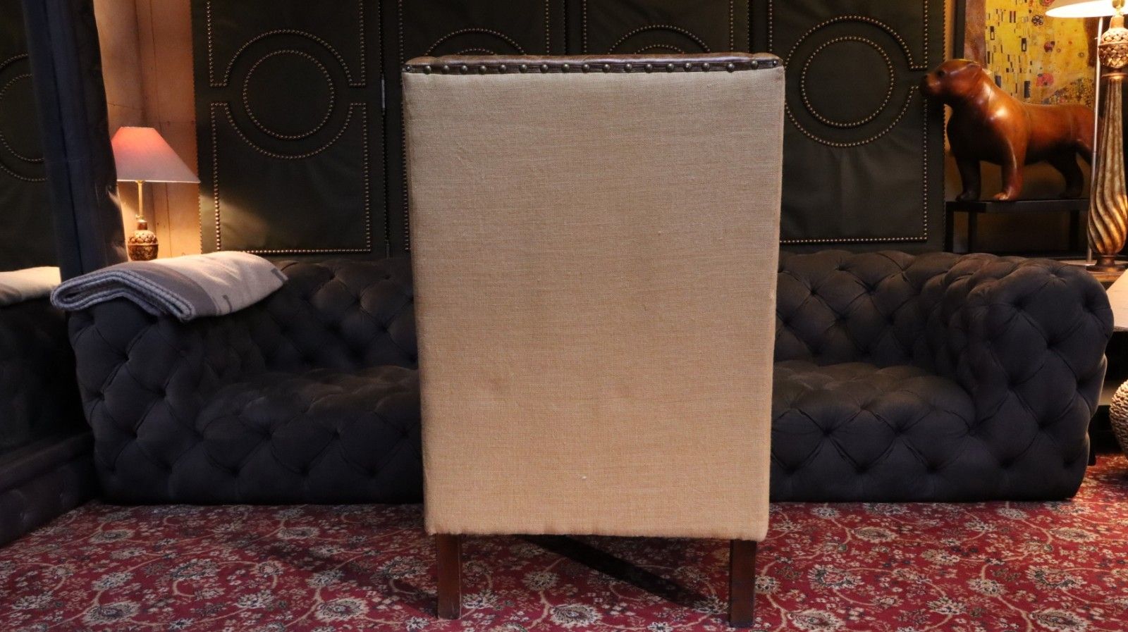 photo buy Stunning Georgian Leather Wingback Club Library Fireside Armchair Aniline Tan 🚚