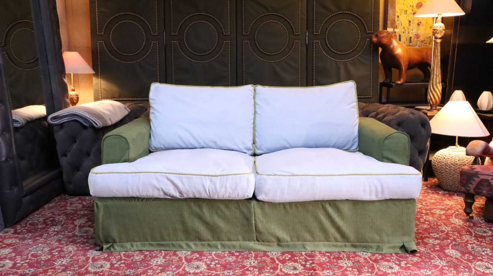 Stunning William Yeoward 2 Seater Sofa Bed In Denim & Woven Linen Fabric Del 🚚 photo 1599.0